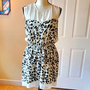 Walter Baker Black White Green Dress Light weight Sheer Back size Medium